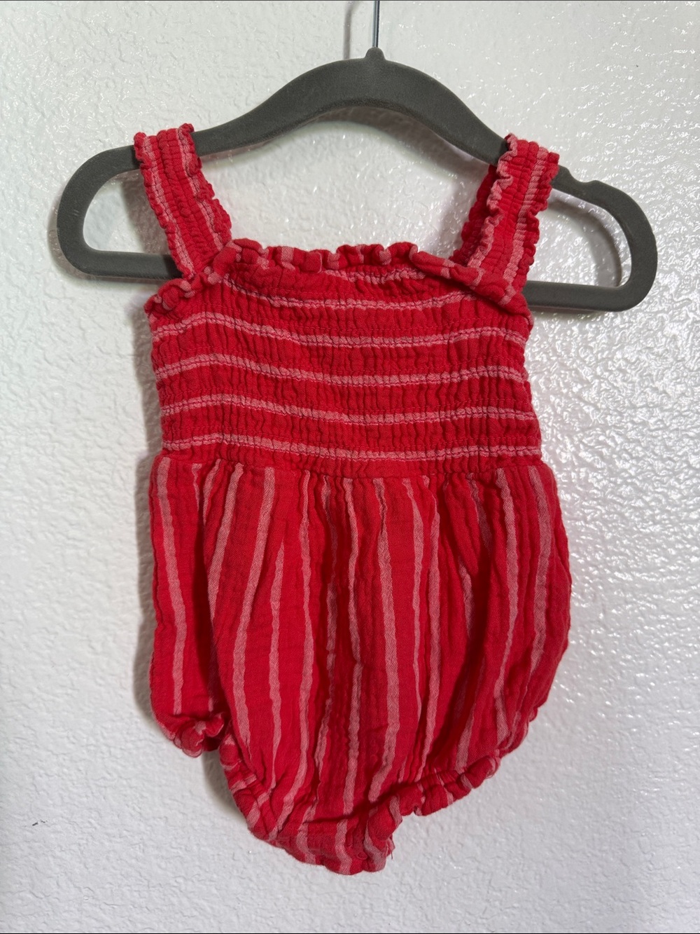 Cat & Jack Coral and Light Pink Striped Baby Romper